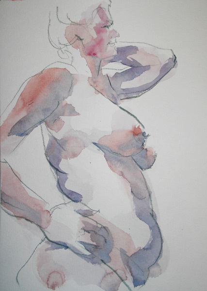 Female Nude, Standing In Profile, With Left Arm Behind Her Head