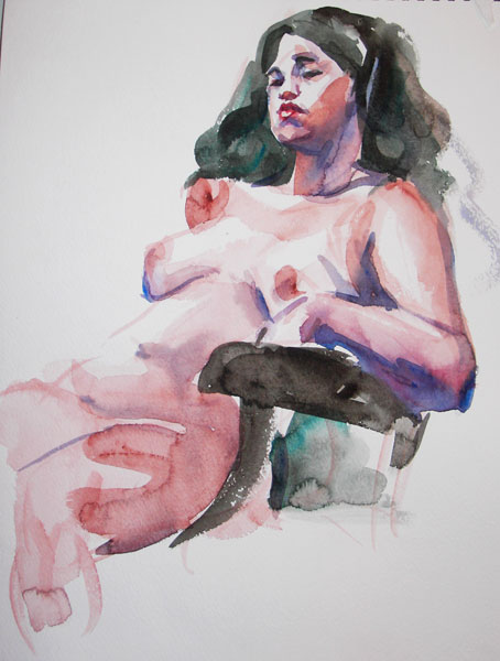 Female Nude, Seated In Semi-Profile, Leaning Back In A Chair
