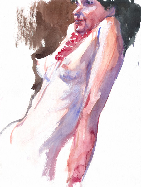 eated Female Nude (Kika), In Profile, Shrugging Her Shoulders And Wearing a Red Necklace