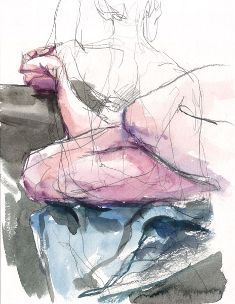 Study Of The Knees And Arm Of A Reclining Female Nude Over A Drawing Of Tatiana's Back
