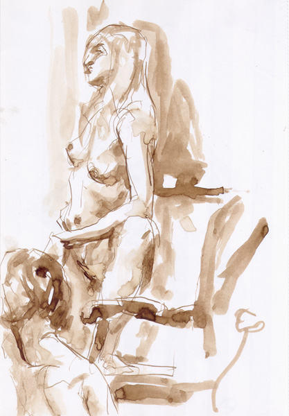 Julie, Standing In Semi-Profile, Leaning On Her Left Leg, With Kika, Seated In The Foreground, Looking Away