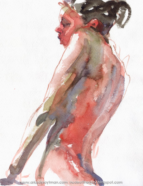 Female Nude, Standing In Profile, Shrugging Her Left Shoulder