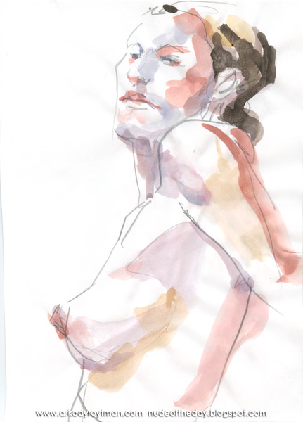 Female Nude, In Profile, Looking Over Her Left Shoulder