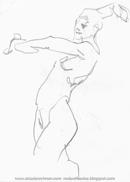 Female Nude In A Ballerina Pose, Standing In Profile