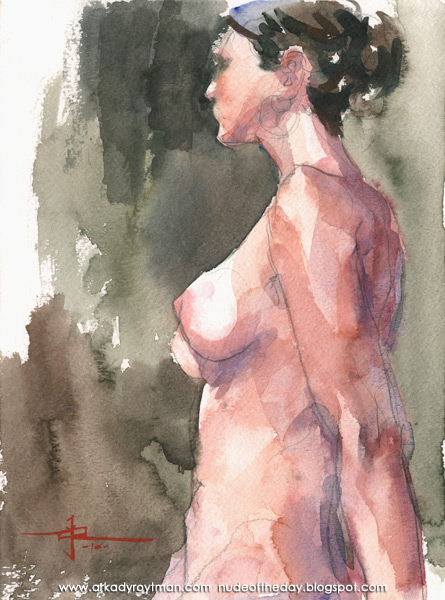 Female Nude, Seated In Profile, Leaning Back On Her Left Arm
