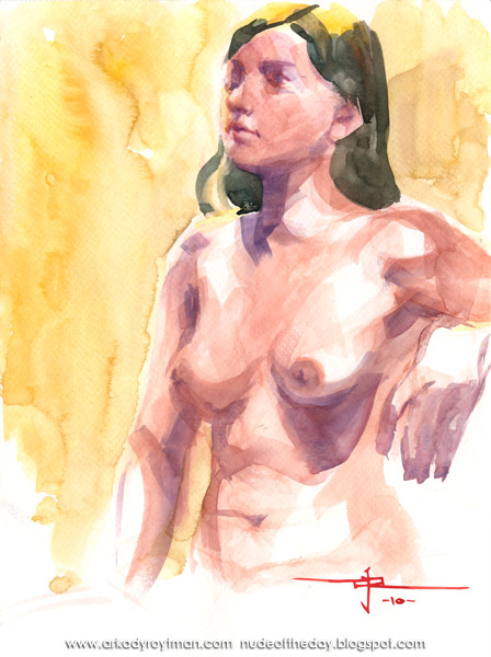 Female Nude, Seated In Semi-Profile, Looking Forward