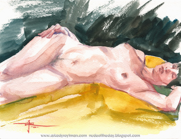 Sivonna, Reclining On A Yellow Cloth, Her Left Hand Supporting Her Head