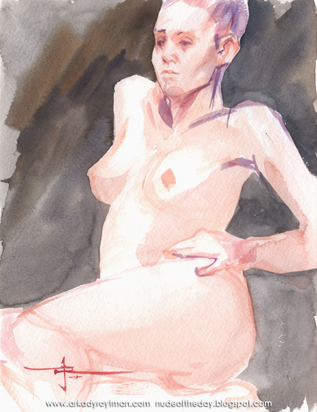 Female Nude, Seated In Semi-Profile, Her Left Hand Resting On Her Hip