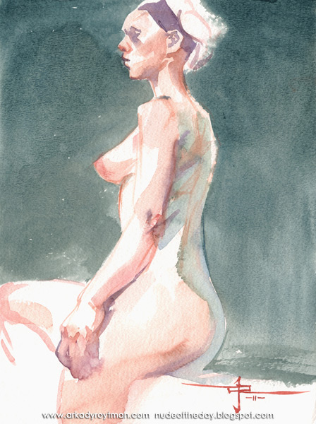 Julie, Seated In Profile, Her Right Leg Raised
