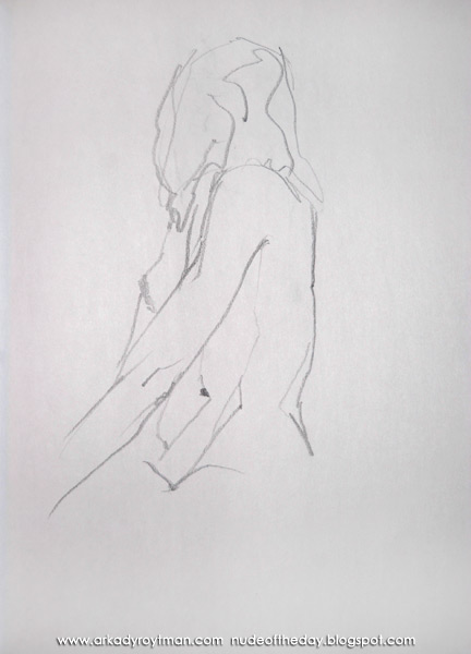 Female Nude, Seated In Profile, Looking Away