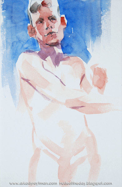 Male Nude, Standing In Contrapposto, His Right Arm Stretched Outward Toward His Left
