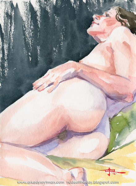 Catherine, Reclining In Reverse, Her Left Hand On Her Thigh, Looking Up