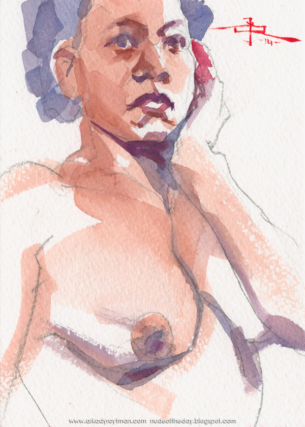 Female Nude With Her Left Hand On Her Cheek
