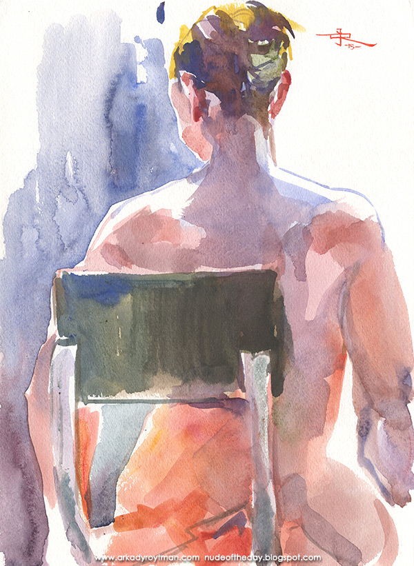 Female Nude, Seated In Reverse