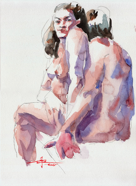"Couple Embrace 02" - Watercolor, Pencil on 140lb Strathmore Watercolor Paper