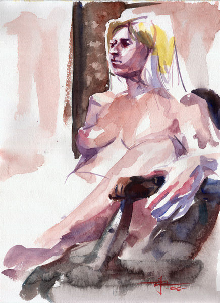 "Julie Seated" - Watercolor on 140lb Strathmore Watercolor Paper