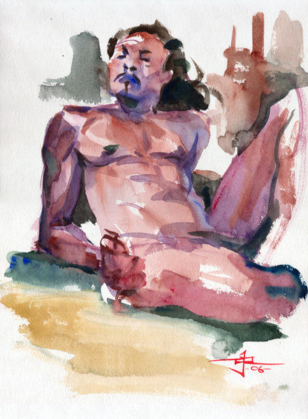 "Male Nude" - Watercolor on 140lb Strathmore Watercolor Paper